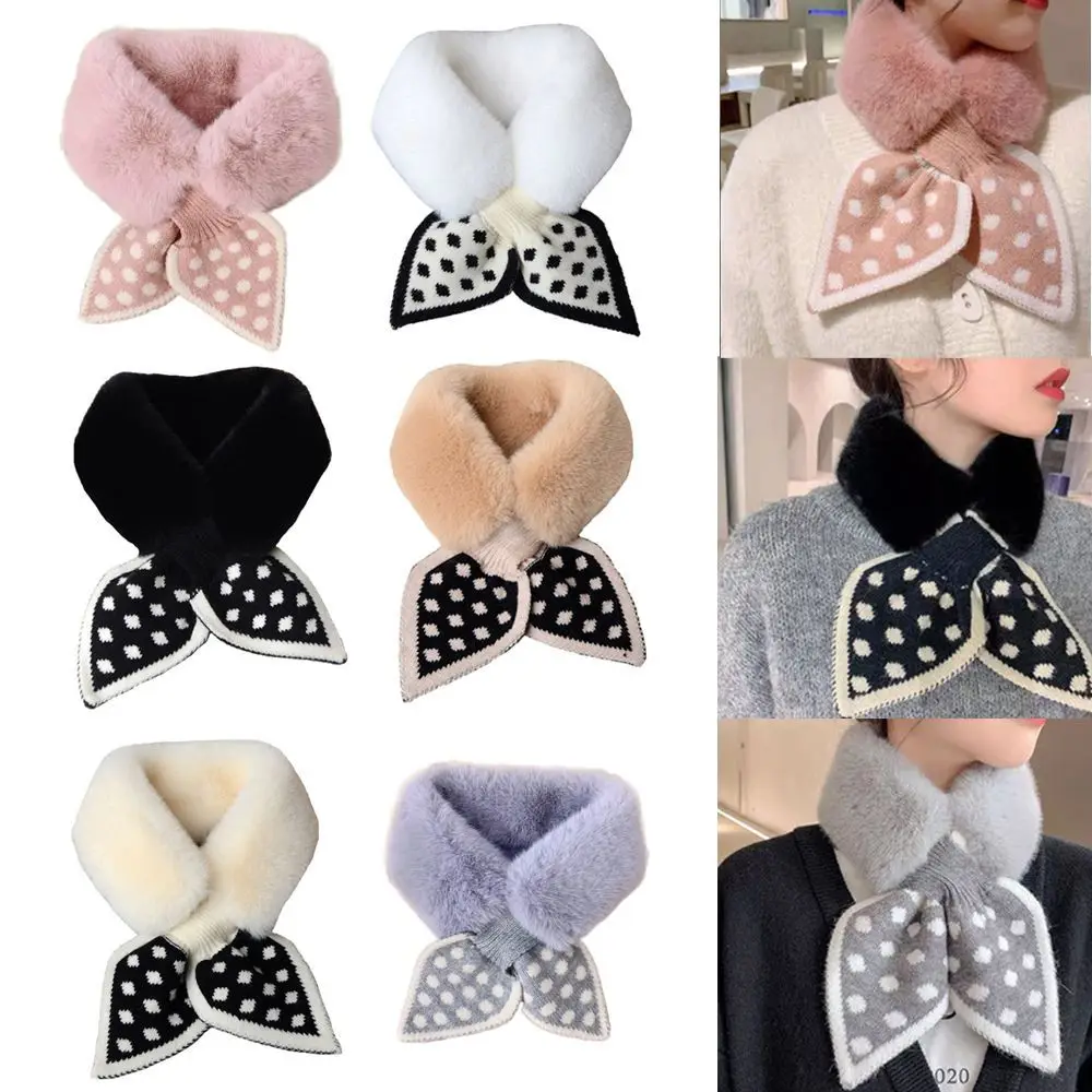 Faux Fur Plush Thicken Shawl Plush Scarfs Neckerchief Warm Bib Cross Scarf