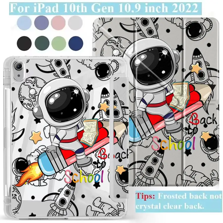Cartoon Astronaut Black To School Tablet Case For iPad Mini 6 7 Pro 2025 Air 4 5 M3 M2 M4 11inch Pro 11th 10th 9th 8th 7th