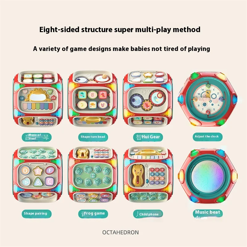 Multi Functional Baby Puzzle Toy Hand Clapping Drum with Lights Music Children Shape Matching Education Toy Musical Instrument