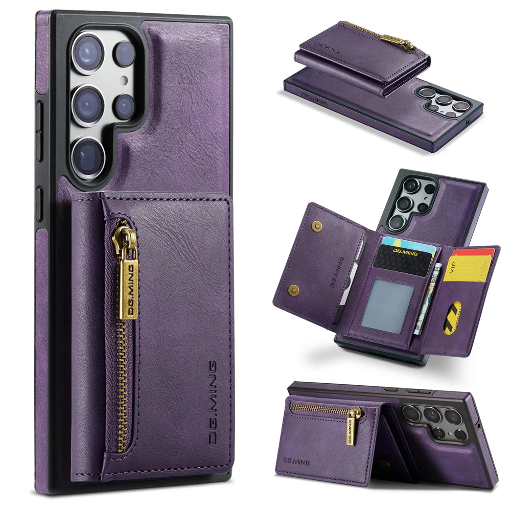 

DG.MING M5 Series 2 in 1 Detachable Card Bag Wallet Case for Galaxy S24 S23 FE S22 Plus S21 Ultra Magnetic Leather Phone Cover