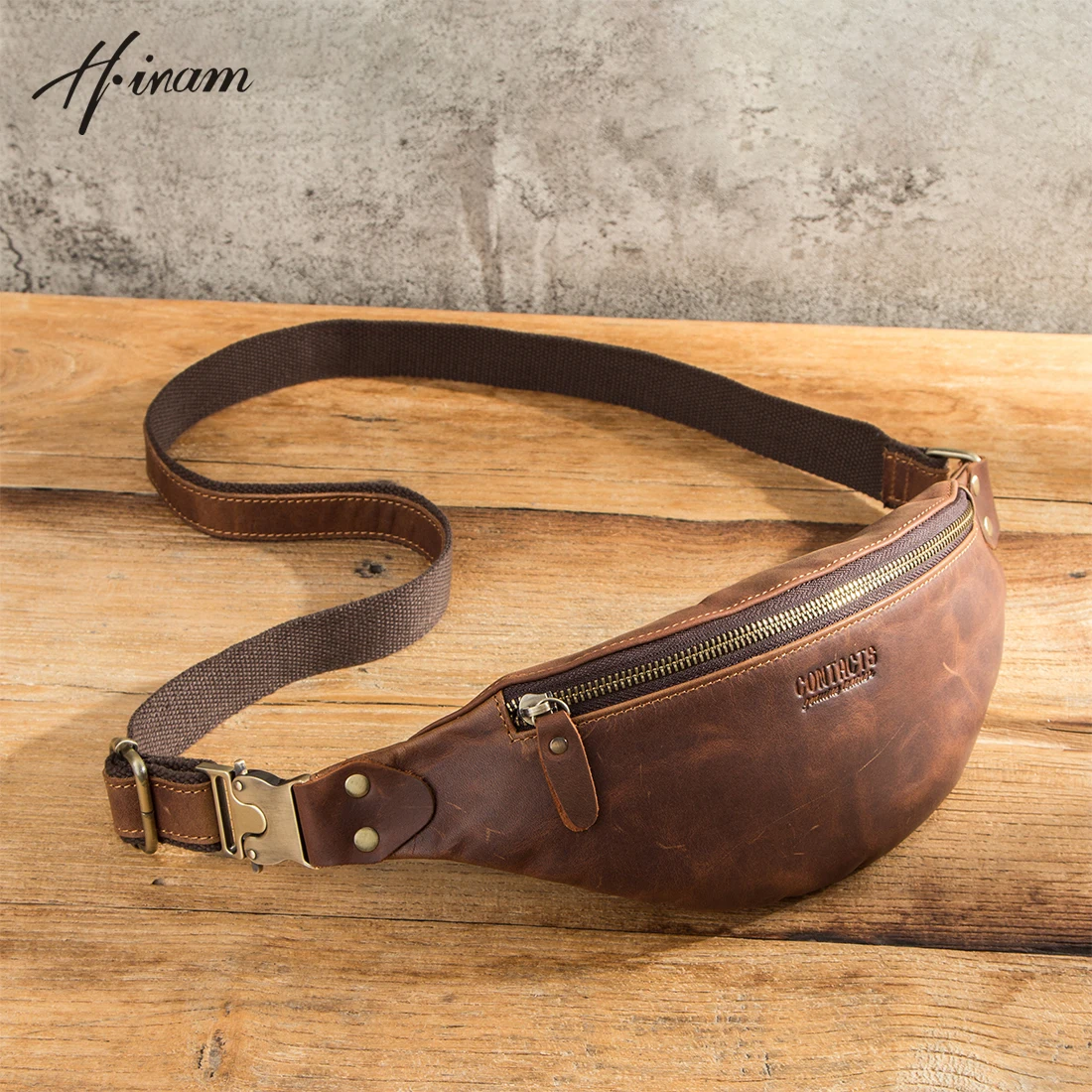 Vintage Genuine Cow Leather Chest Bag Men Waist Bag Small Fanny Pack Male Waist Pack Travel  For Cell phone Belt Crossbody Bag