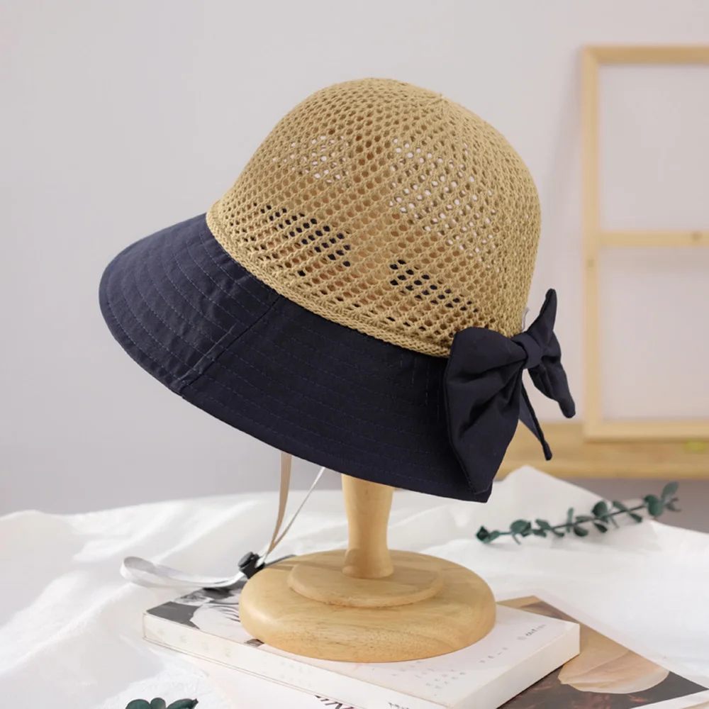 5 color available big Peaked Sunshade fisherman's hat with bowknot used for women Sunscreen and UV protection sunhat