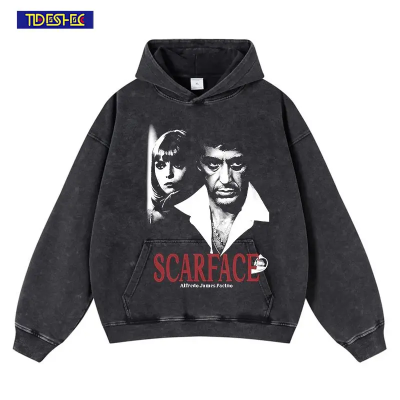 

Punk Goth Vintage Sweatshirt Streetwear Hip Hop Male Portrait Graphic Print Hooded Pullover 2023 Harajuku Fashion Loose Hoodie