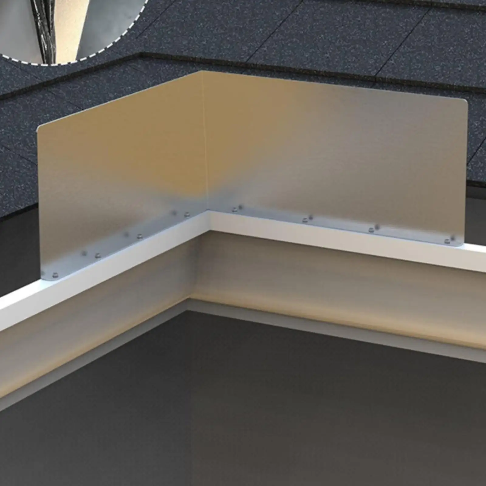 4 Pieces Gutter Roof Water Guard Guard with Pre-Drilled Mounting Flanges Gutter Roof Water Guard Guard Easy to Install for