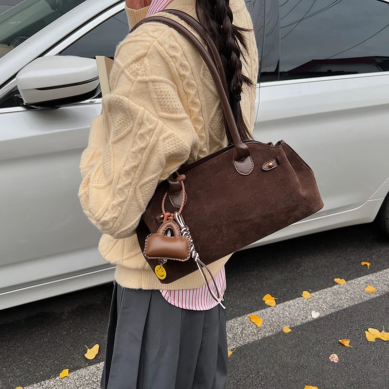 Luxury PU Suede French Style Shoulder Bag for Women 2025