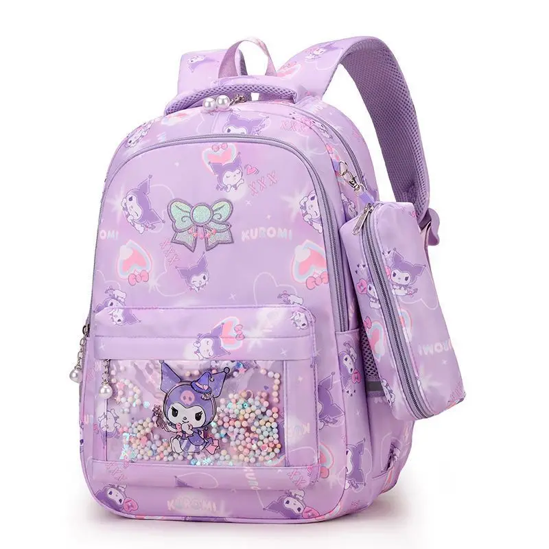 

Kawaii Sanrio Kuromi Pupil 1-3-6 Grade Schoolbag Cute Cartoon Lightweight Children's Spine Protection Backpack Girls Gifts Toys