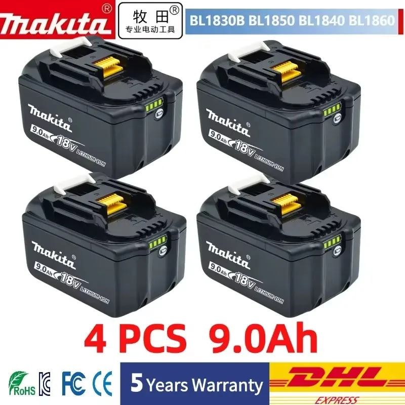 Reemplazo de batería potente de 18V, 6,0 Ah, Compatible con Makita, BL1860, BL1850B, BL1830 Series