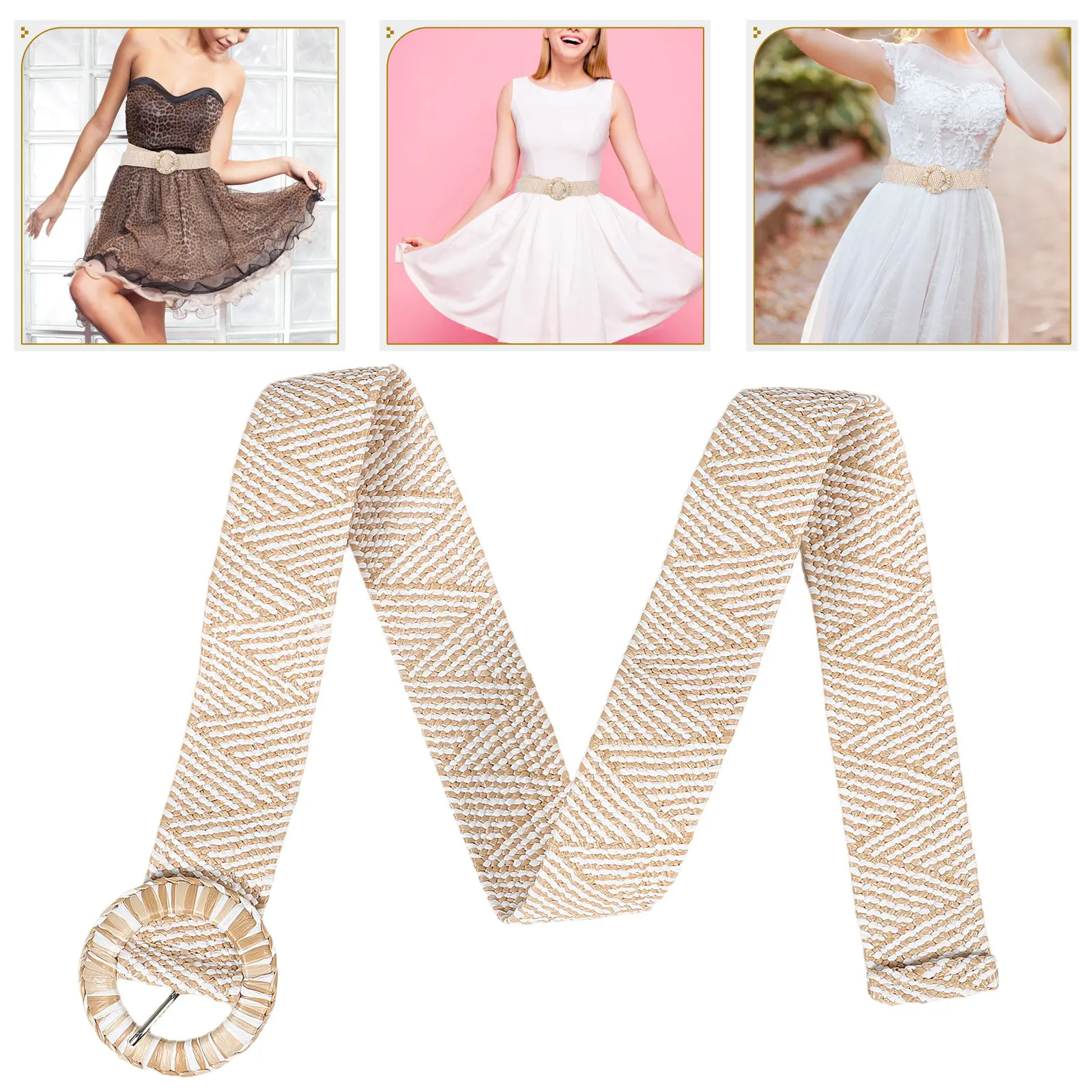 

Плетеный широкий пояс из полипропиленовой соломки, эластичный ремень для женщин, для повседневных и торжественных случаев, плетеный пояс-шнурок