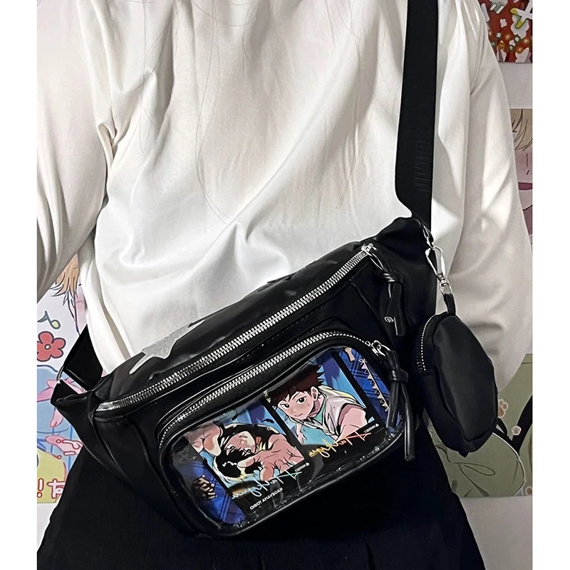 

Richme Y2K Women Chest Bag Fashion 2024 Harajuku Solid PU Students Ita Bags Subculture DIY Badge Crossbody Shoulder Bolso Mujer