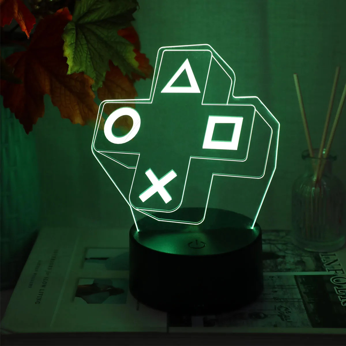 1PC Gaming Experience Cross Button 3D Nachtlicht Touch Bunte LED Licht Schlafzimmer Dekoration Atmosphäre Licht – Detail 8