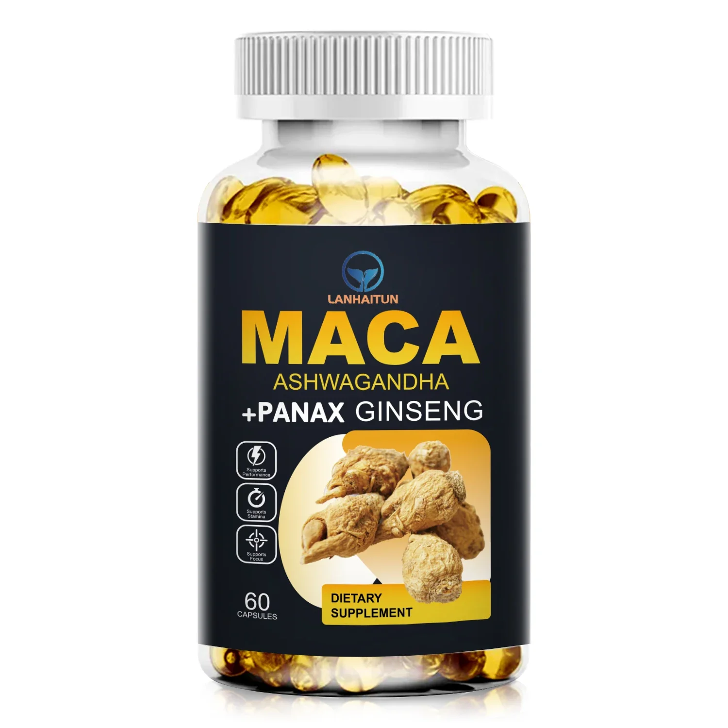 LANHAITUN Best Long Lasting Erection Capsules Maca Root Capsules Korean Ginseng Black+Red+Yellow Maca Root, Potent Highly Pure