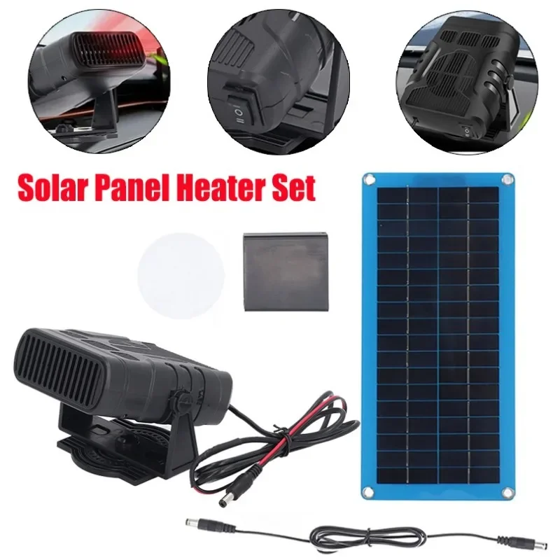 12V 30W Solar Panel Car Heater Windshield Fast Heating Fans Defrost Defogger 360 Degree Rotation Heater Interior Accessories