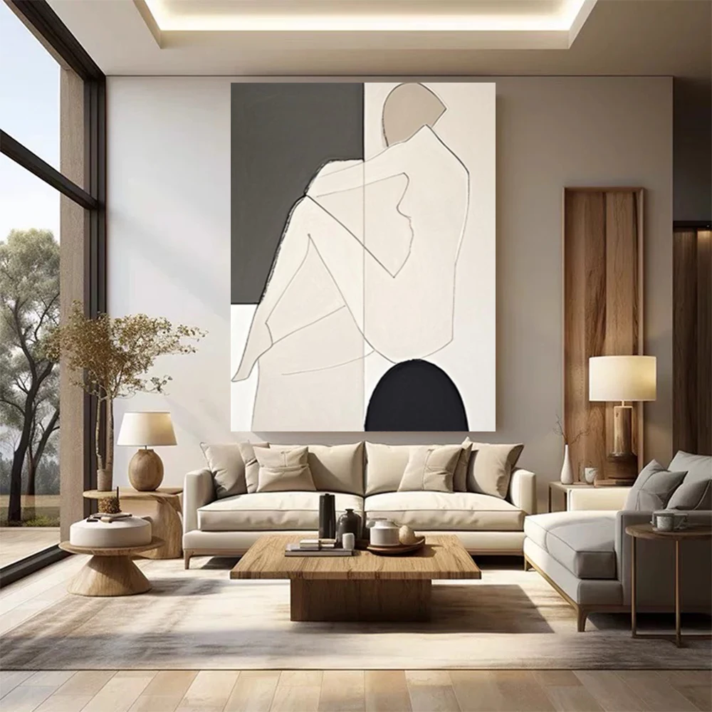 

Hand-Painted Black And Gray Famous Oil Painting Decor Home Vertical Canvas Picture For Aisle Corridor Living Room Hanging Mural