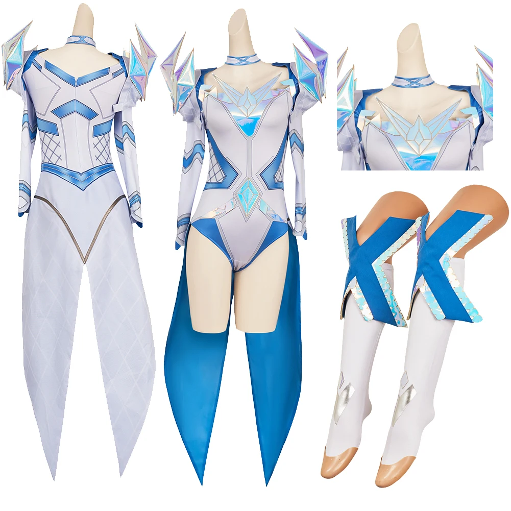 

Women Emma Cosplay Frost Costume Earrings Socks Game Rivals Fantasia Jumpsuit Necklace Outfits Halloween Carnival Party Suit