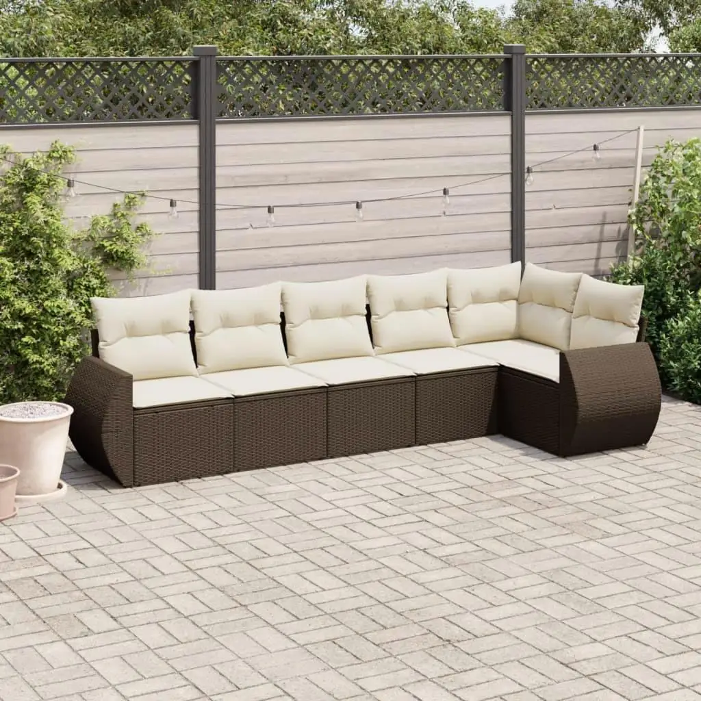 

Garden Sofa Set Brown Rattan Wicker Outdoor Furniture Powder Coated Steel Polyester Cushion Modern Design Comfortable Seating