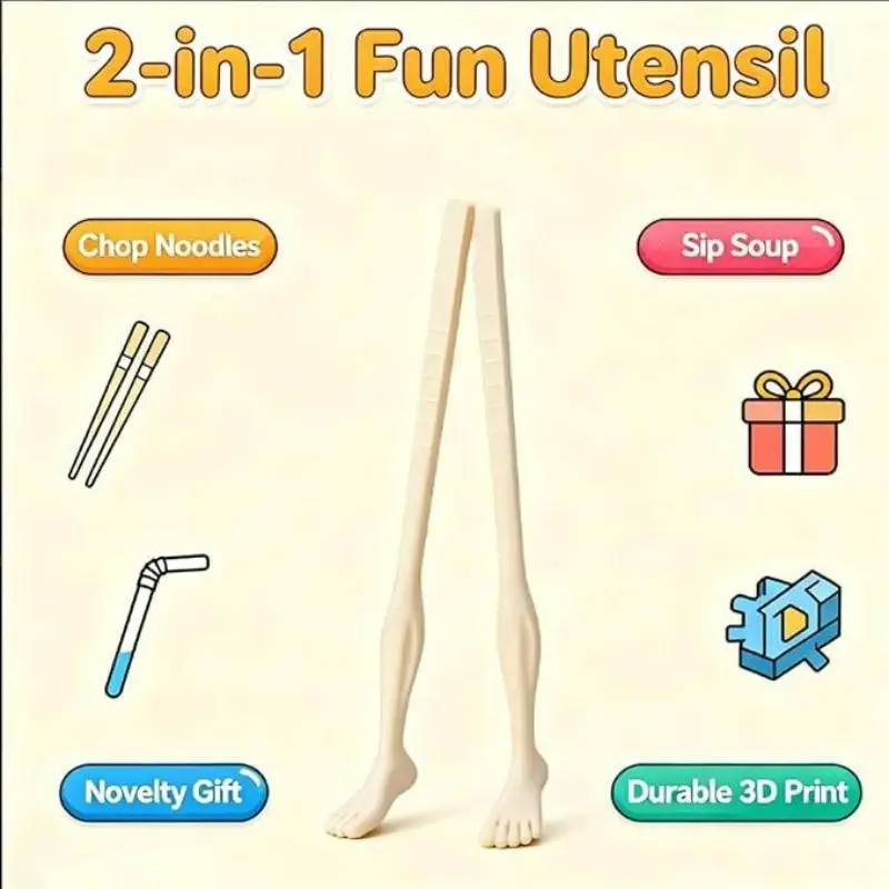 2 In 1 Feet Chopsticks With Straw, Used As A Straw,straw And Chopsticks Toe-Shaped Chopstick, Soles Of Feet Foot Pad