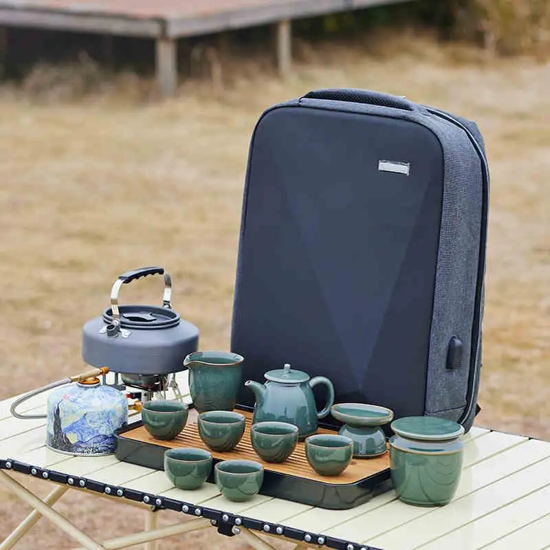 Portable outdoor travel tea stove kettle tea making tea cup equipment