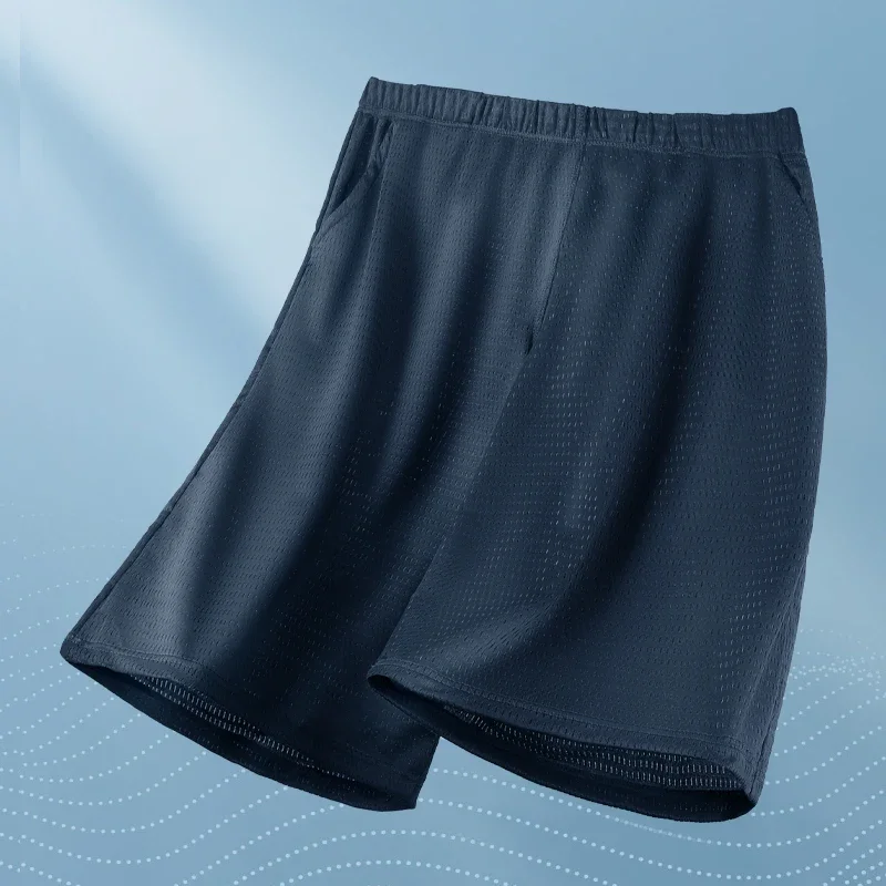 5pcs Thin capri pants, casual shorts, men's loose ice silk home pants, men's summer pajama pants as the base layer, and wear hom