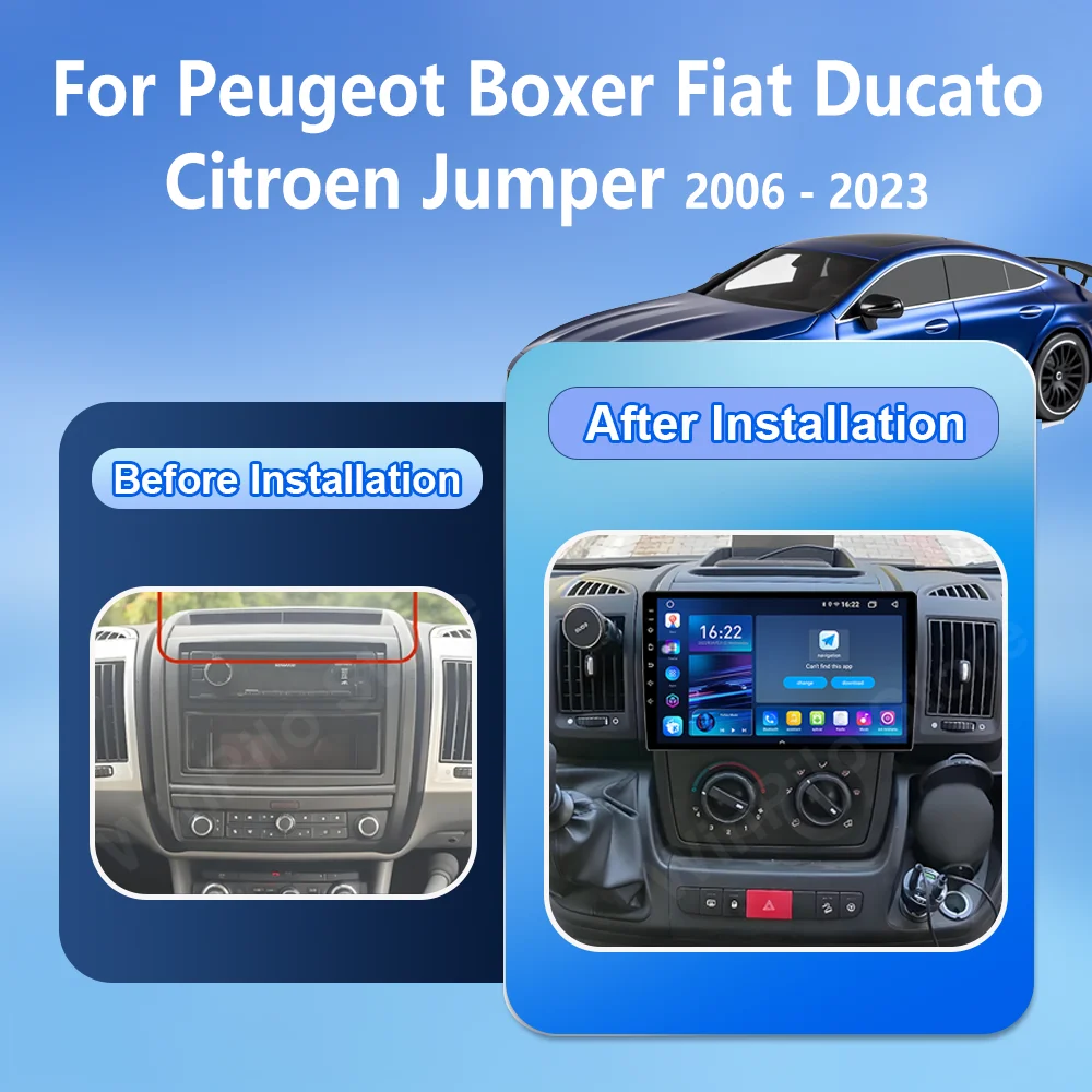 Android 16 Carpaly Touch Screen For Peugeot Boxer Fiat Ducato Citroen Jumper 2006 - 2023 Auto Multimedia Video Player NO 2Din 4G