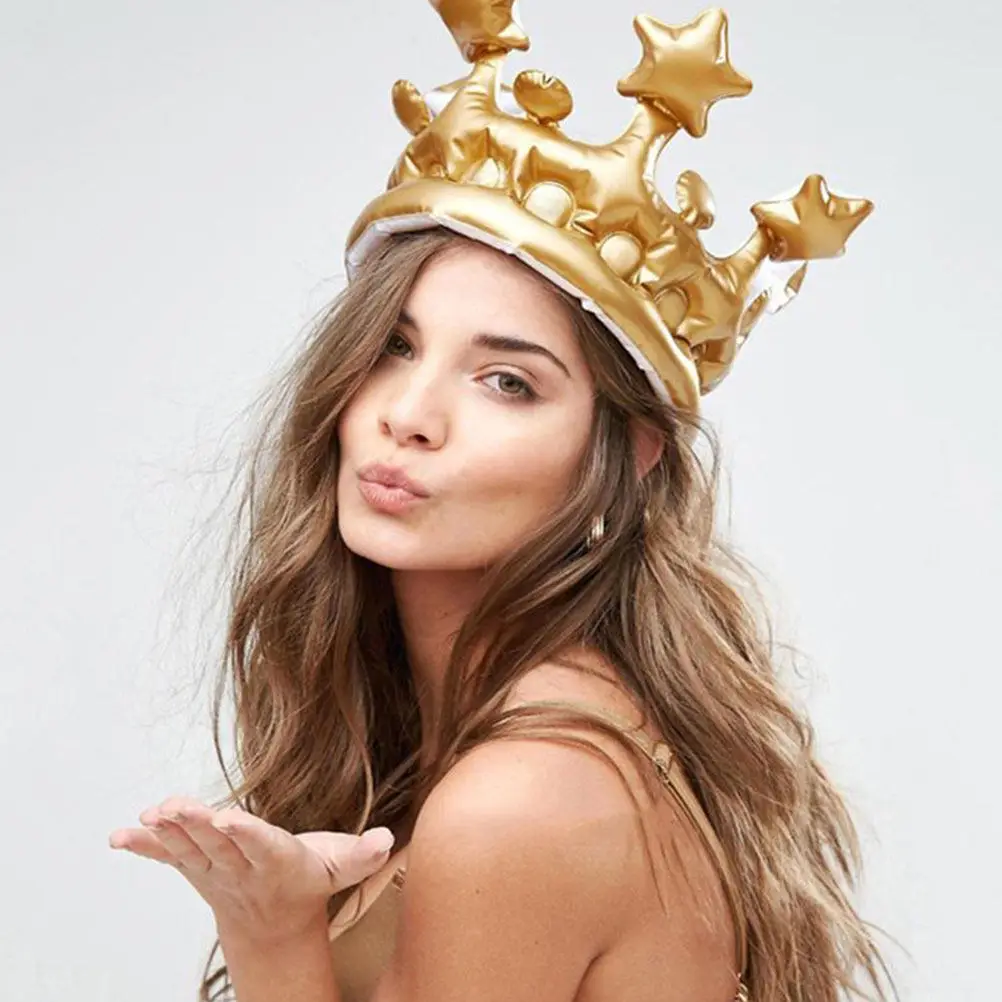 2 PCS Crown Balloon Children's Kids Toys Inflatable Boy Crowns PVC Decorate for