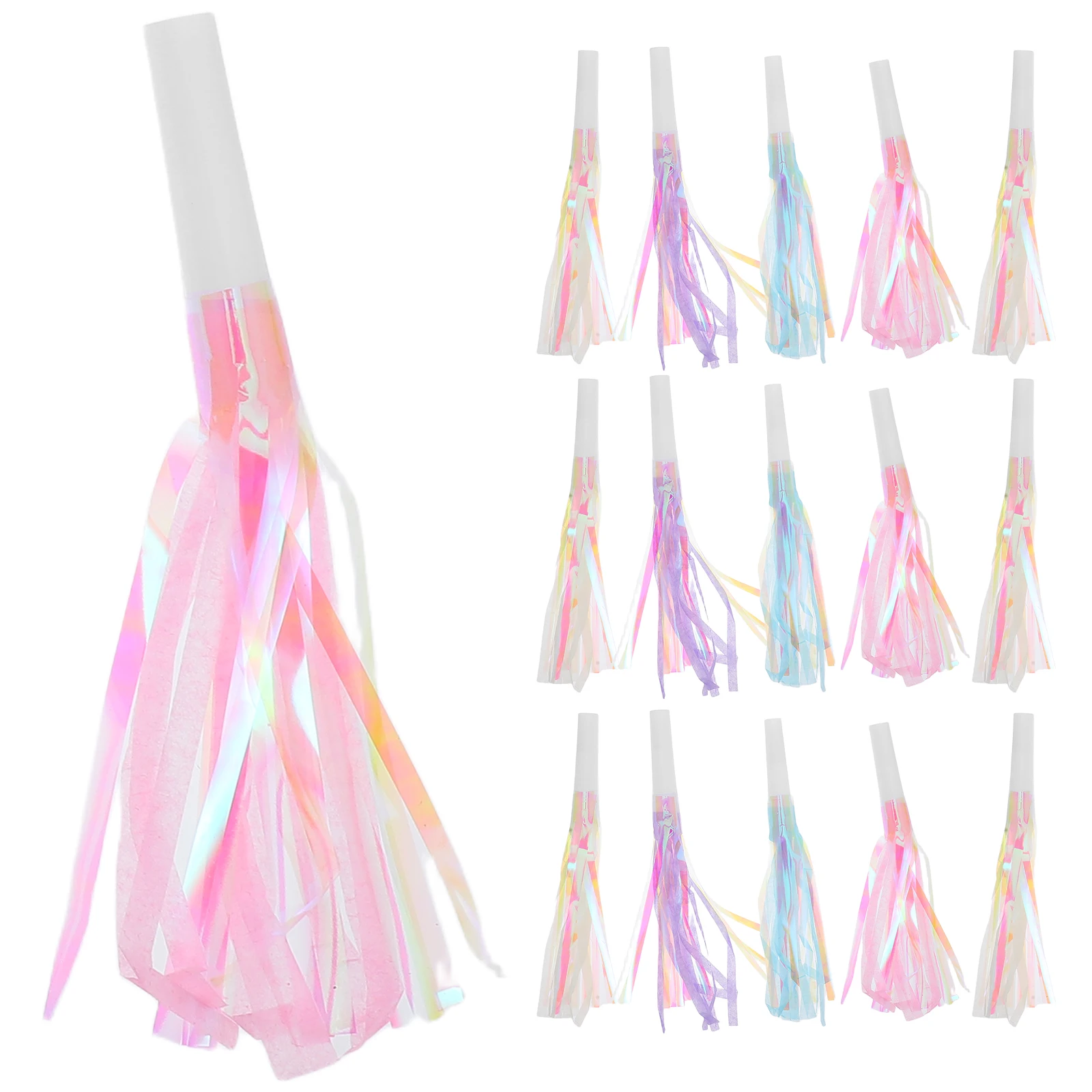 24 Stück Party-Blowout-Hörner, bunte Pfeifen mit Fransen, Geburtstagsgebläse, Krachmacher, Dekorationen, Geburtstagsgebläse, Party-Blowouts
