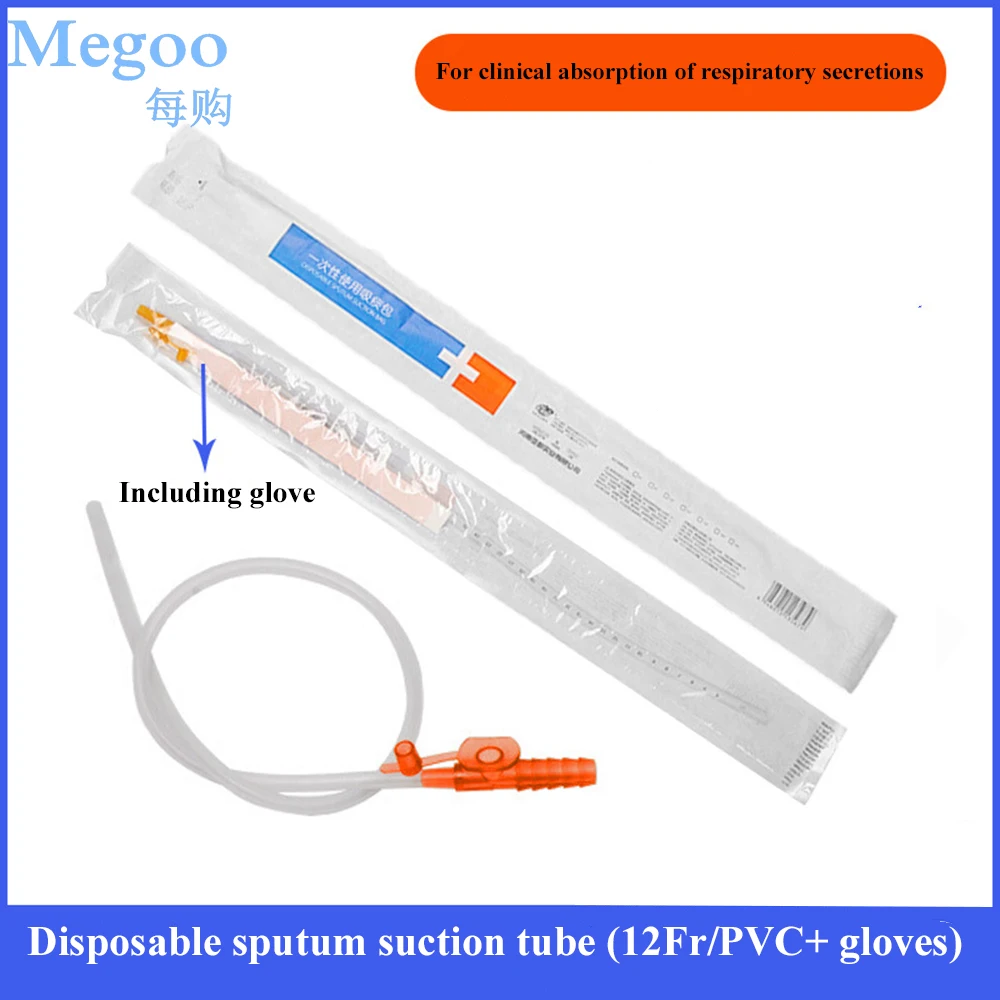 Catéter de succión de PVC para adultos, 10 piezas FR12, 55cm de longitud, tubo de succión de esputo desechable