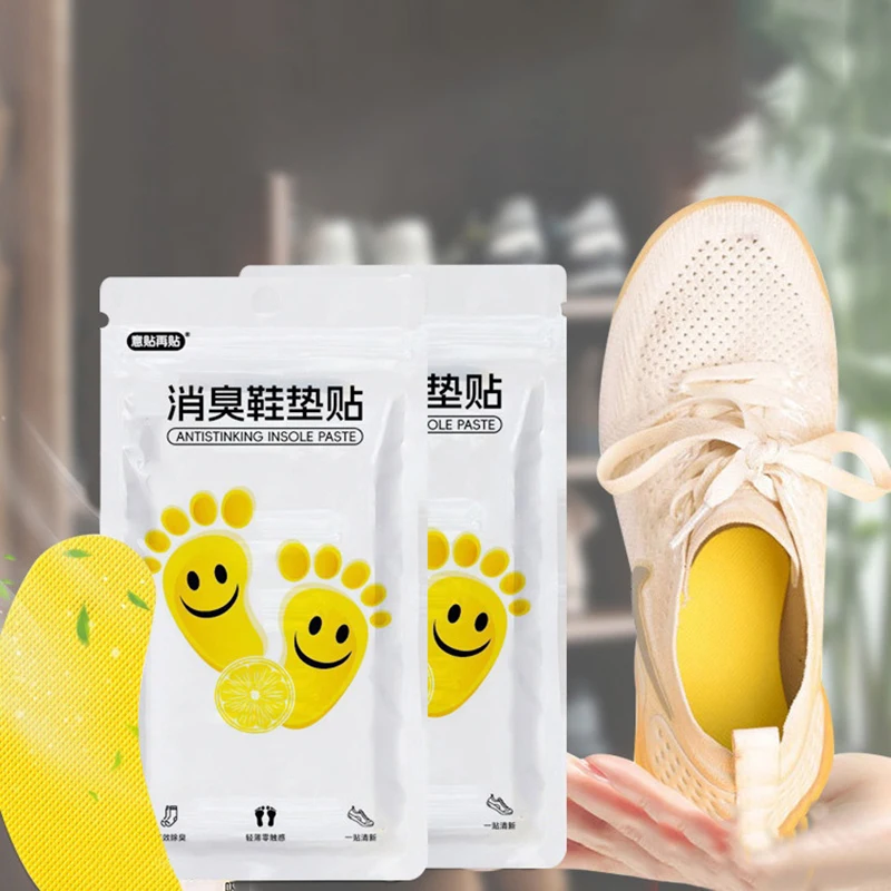 10 Pcs Lemon Fresh Shoes Deodorant Stickers Disposable Portable Foot Odor Paste Sneaker Leather Shoe Odor Removal Sweat Insoles