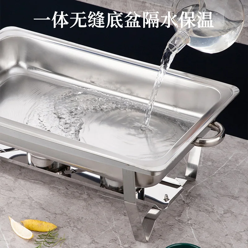 Thickened Stainless Steel Buffet Stove with Folding Foot Insulated Food Heating Container for Restaurant