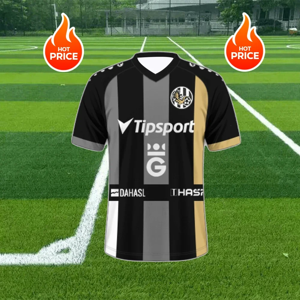 

2025-26 Mens Hradec Kralove Short Sleeve Football Shirt Youth Kids Oversized Training Soccer Uniform Breathable Unisex Jersey