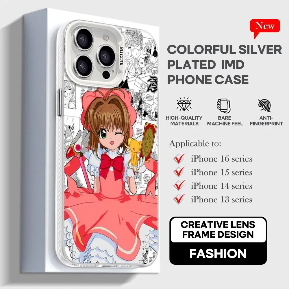 Card Captor Sakura Phone Case White IMD Colorful Silver Suitable soft case for iPhone 16 15 14 13 12 11 XS Pro Max