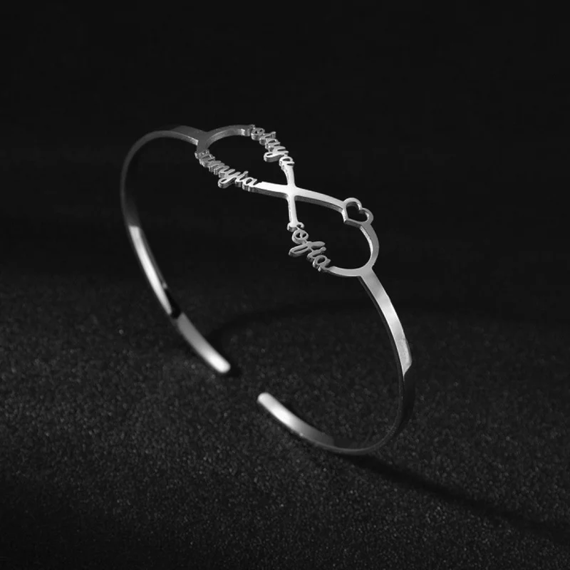 Lateefah DIY Stainless Steel Name Bangle Personalized Unlimited Symbol Alphabet Women's Bangle