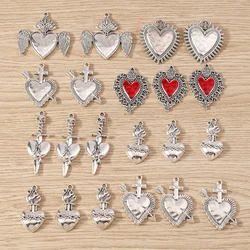 4pcs Mix Cute Alloy Love Heart Charms Pendants for Jewelry Making Drop Earrings Necklaces Bracelets DIY Handmade Crafts Supplies