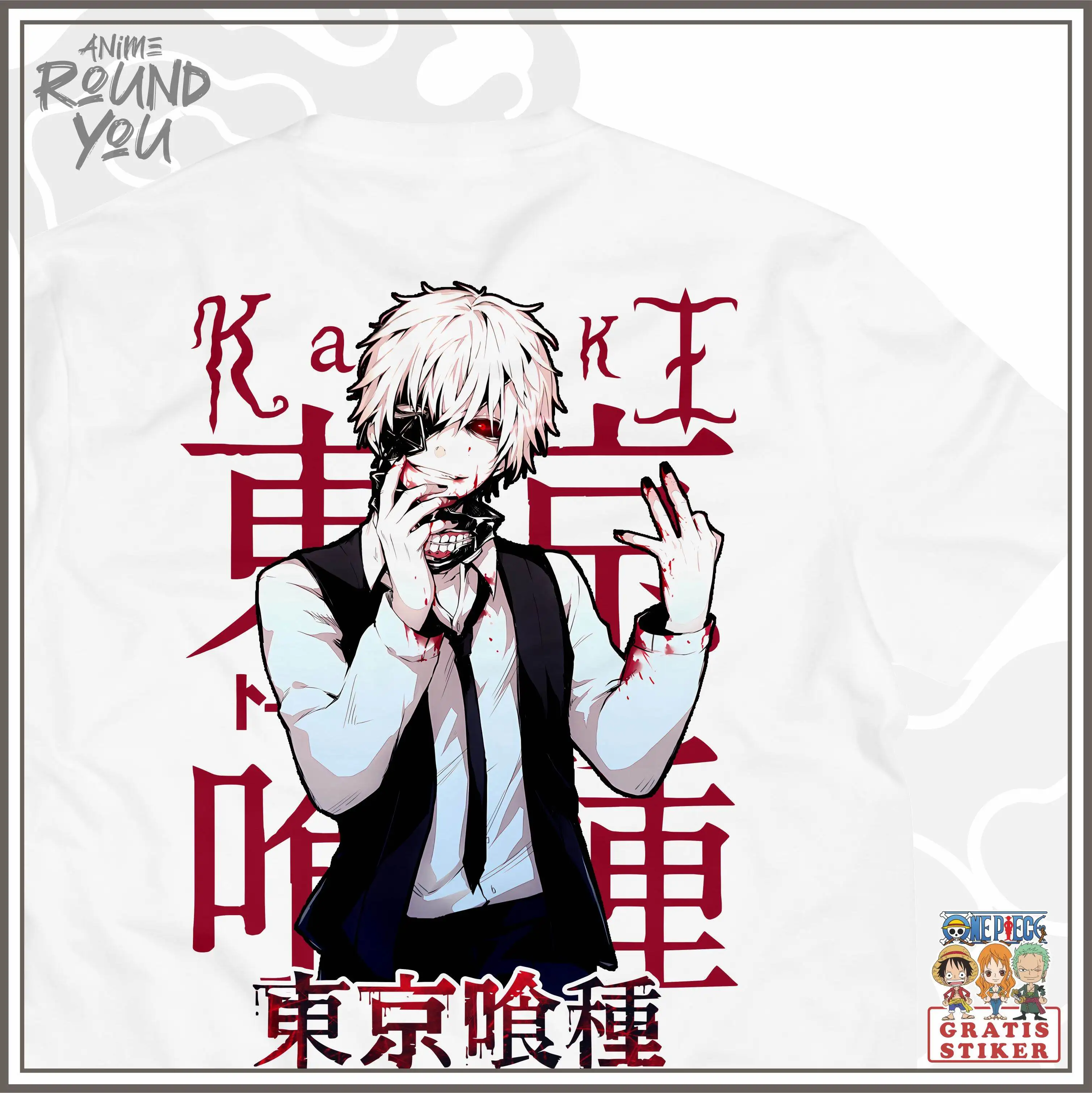 Kaos Tokyo Ghoul Ken Kaneki 004 Baju Anime Jepang T-Shirt Anime Manga ALVACOTH Premium