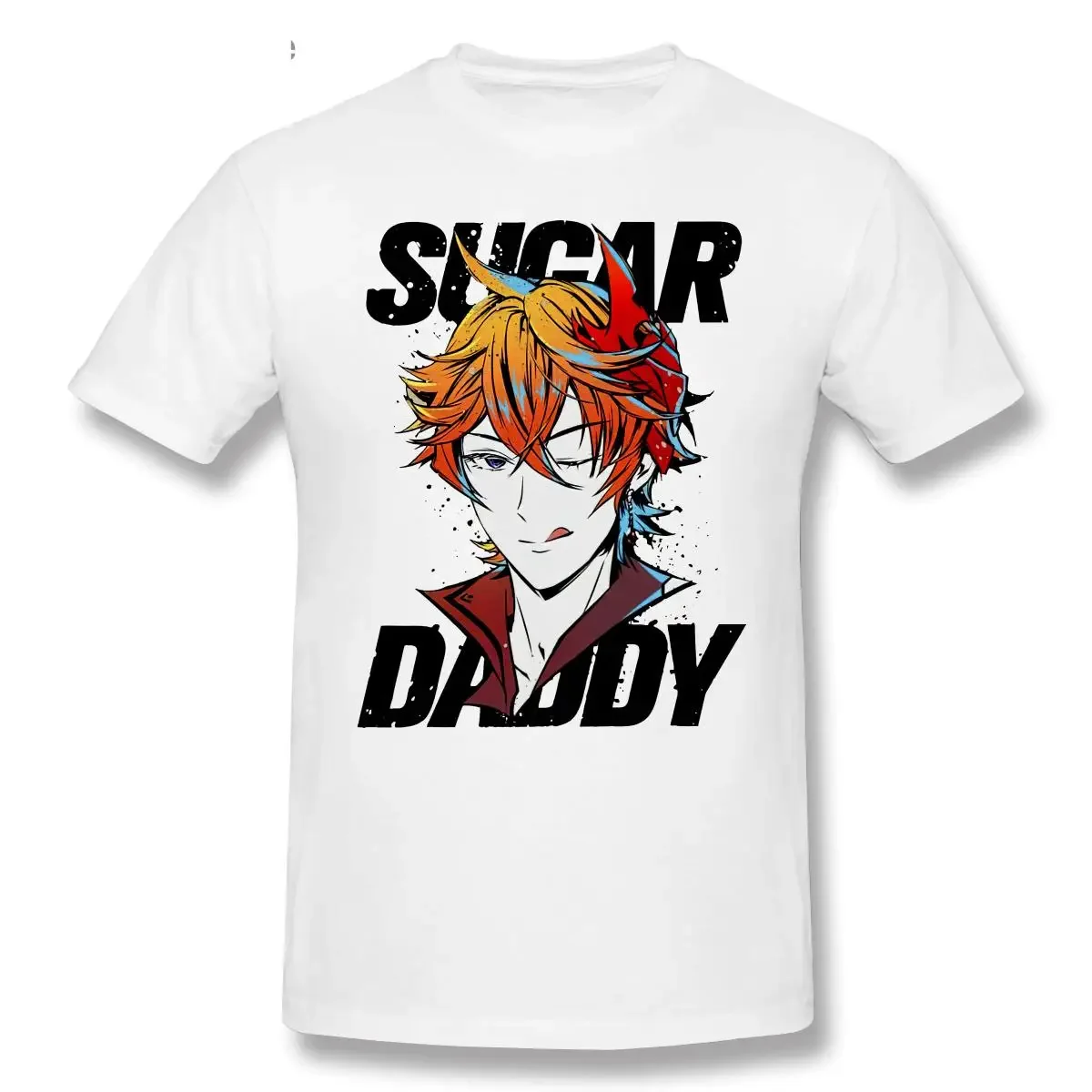 

Zhongli Sugar Daddy Genshin Impact T Shirts Men's Cotton Casual T-Shirt O Neck Game Anime Tees Short Sleeve Tops