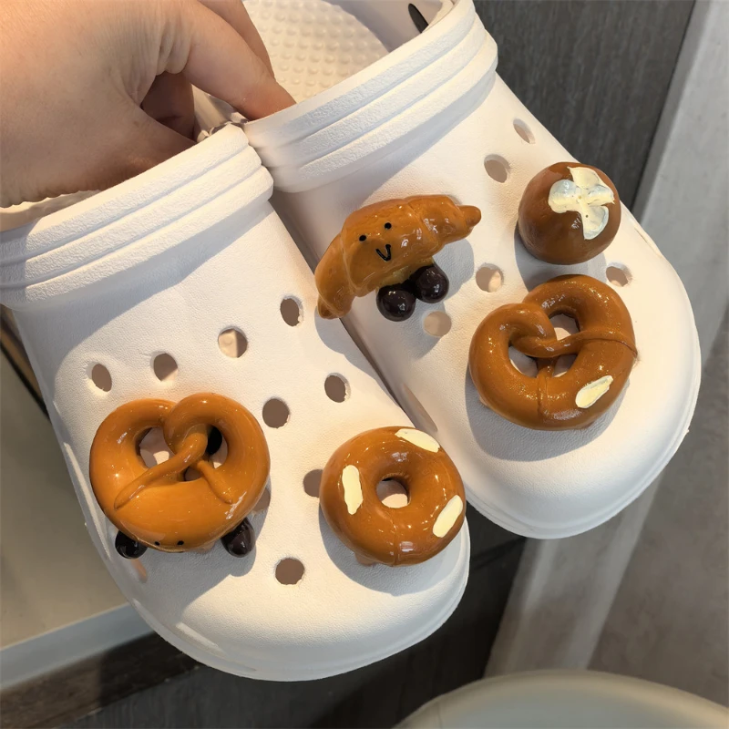 

New JIBBITZ Alkali water bread Shoes Charms DIY Shoe Buckles Cartoon Cute Resin Creative Clogs Sandals Accessories Xmas Gifts