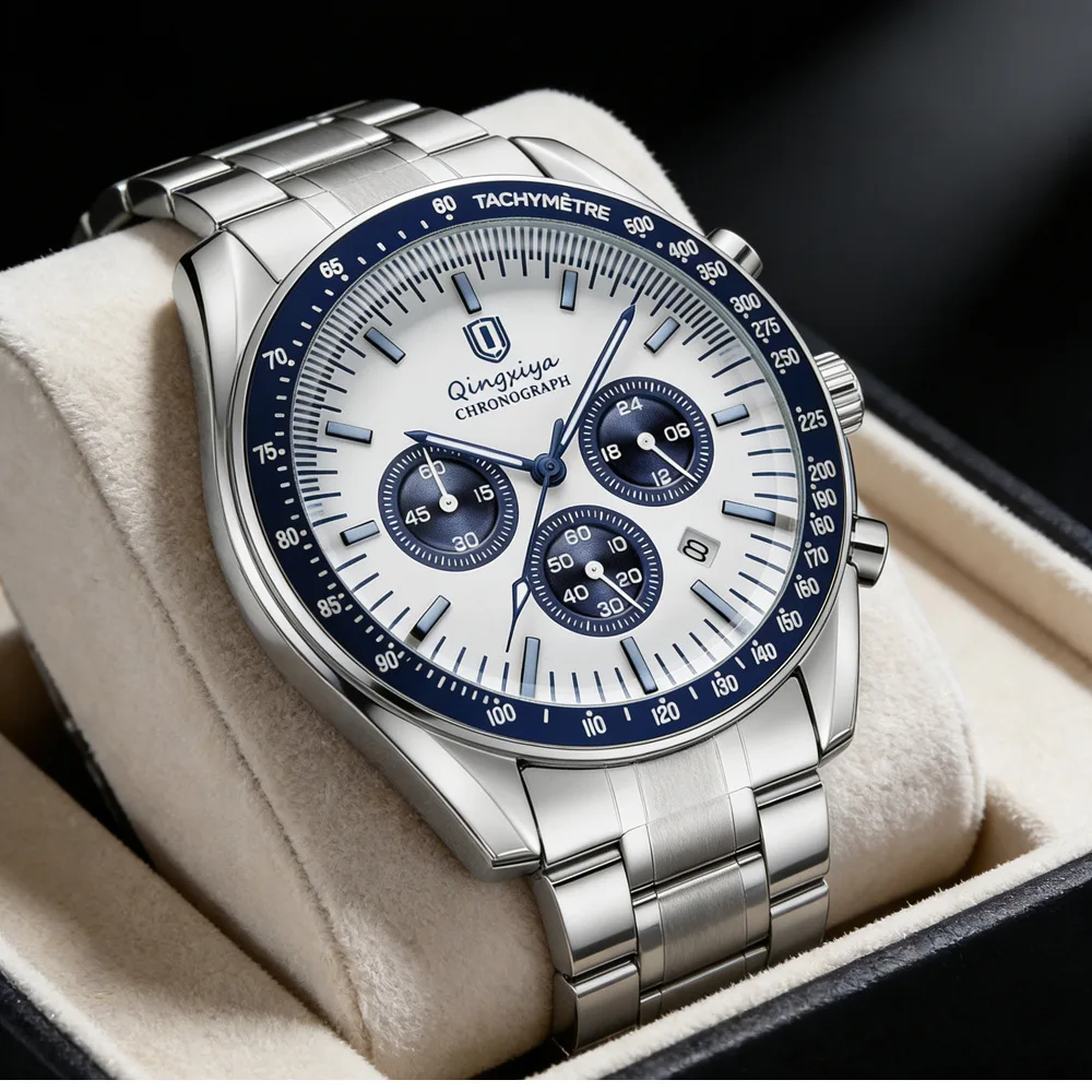 Multifunction Quartz Watch Men Hot Selling Three Eyes Creative Luminous Classic Design High Quality Steel Clcok AAA Watch Reloj