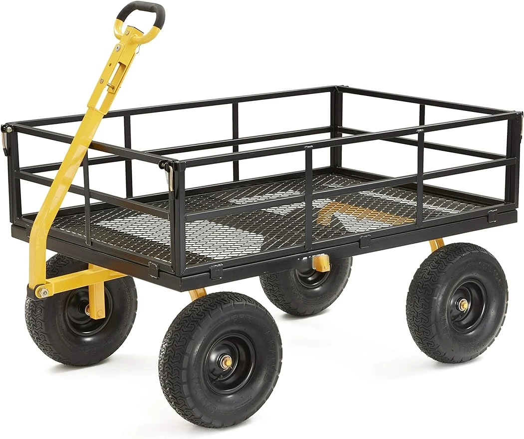 

Steel Multipurpose Cart with Heavy Duty Convertible 2-in-1 Handle & Detachable Sides, 12 cu ft,