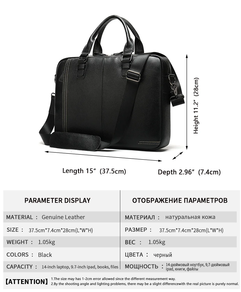 men's briefcase bag men's genuine leather laptop bag for men porte document office bags for men business handbags 7001