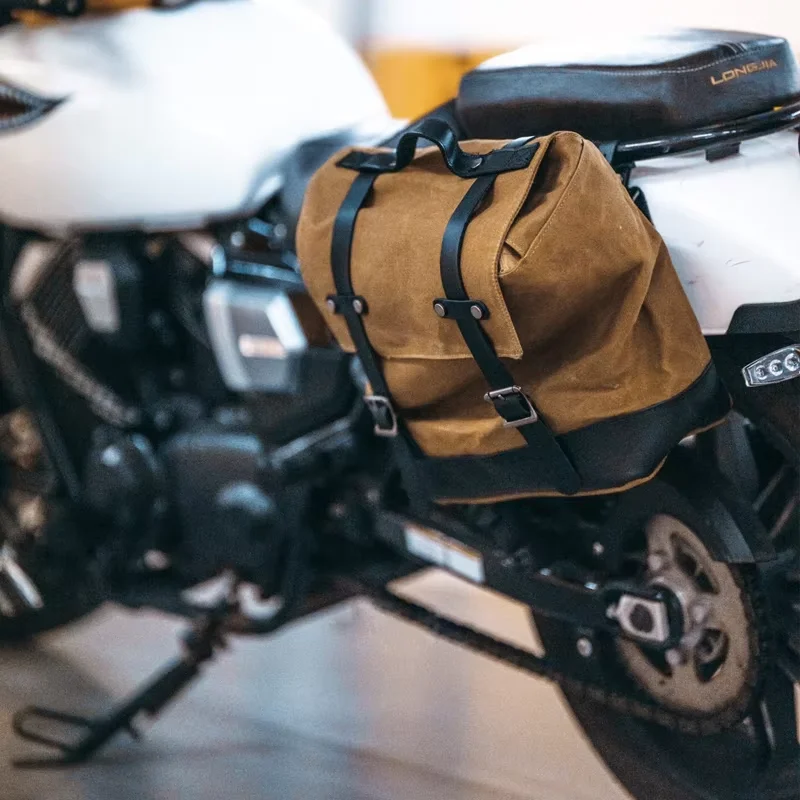 Retro Motorcycle Saddle Bag Waterproof Motorbike Side Bag Large Capacity Backpack Canva Vintage Touring Riding Saddlebags