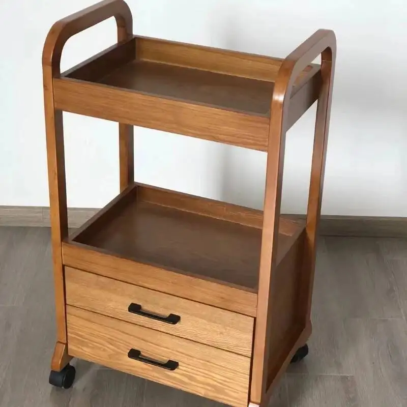 أثاث صالون الشعر لصالون التجميل الوردي المنظمون عربات تصفيف الشعر عربة مساعدة عربة تخزين الخشب عربة الحلاق #4