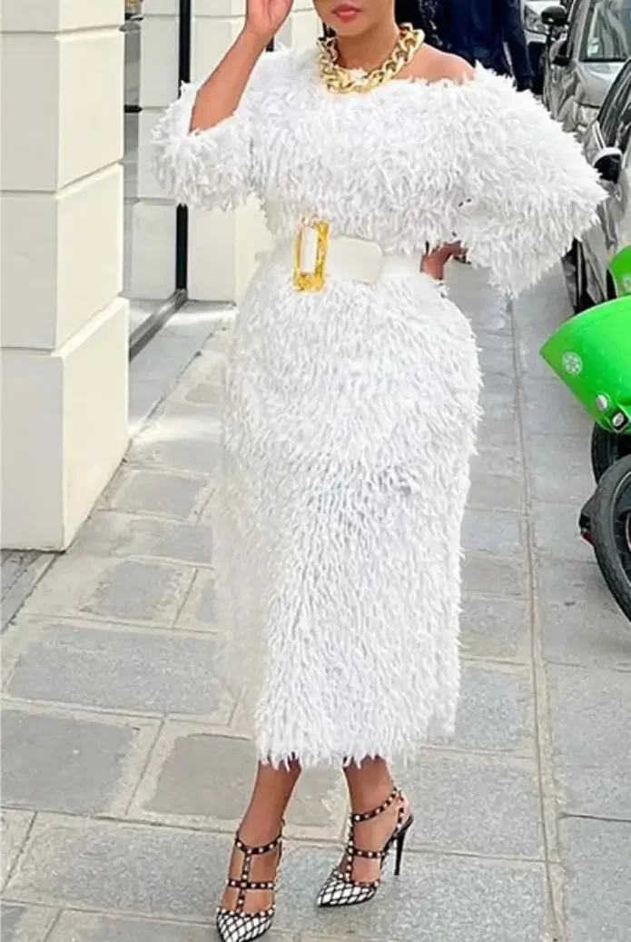 White African Wedding Party Dresses for Women Spring Long Sleeve O-neck Tassel Bodycon Dress Dashiki African Clothing Outfits