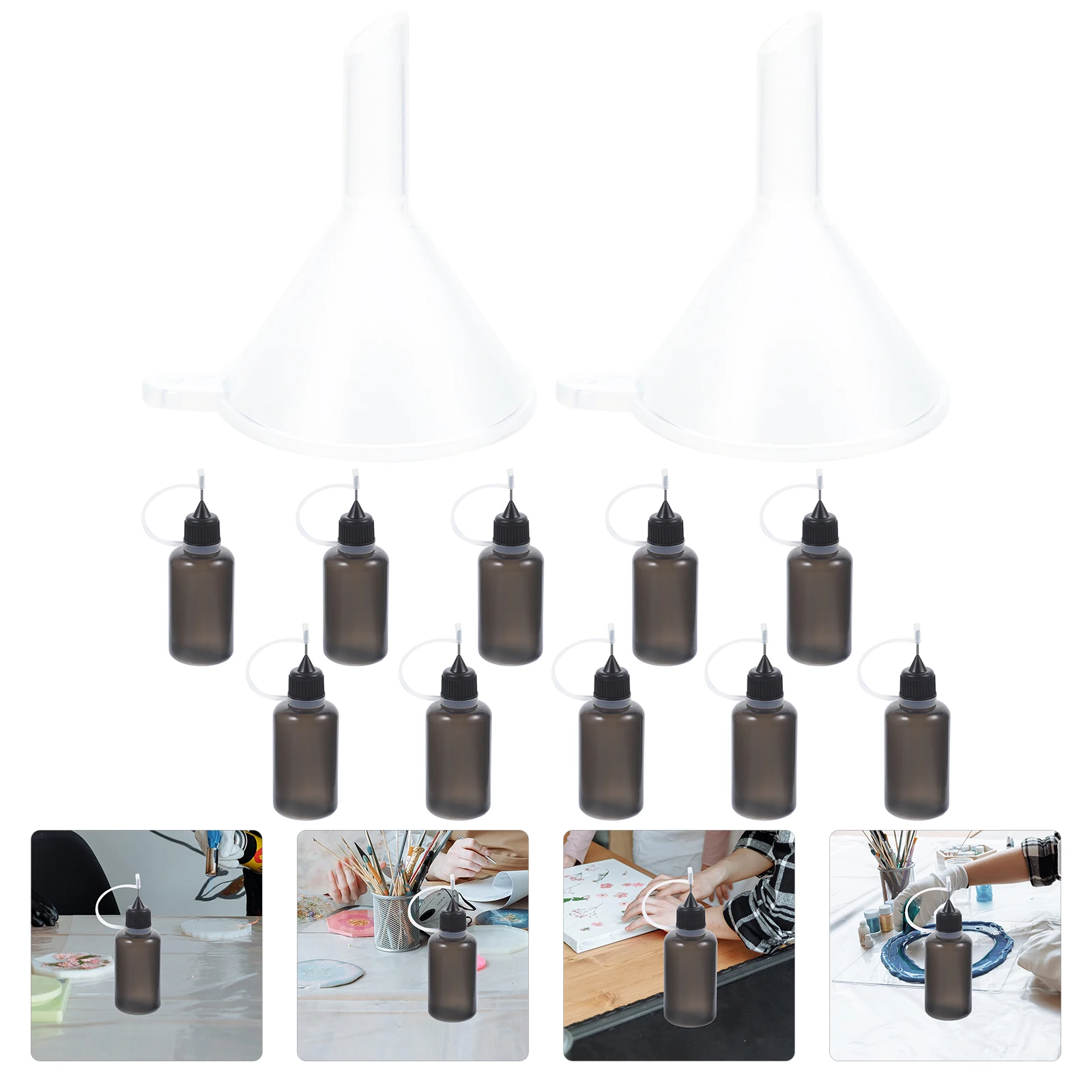 

10 Pcs Hair Oil Applicator Needle Tip Plastic Bottle Reusable Precision Glue Scalp Bottles Black with