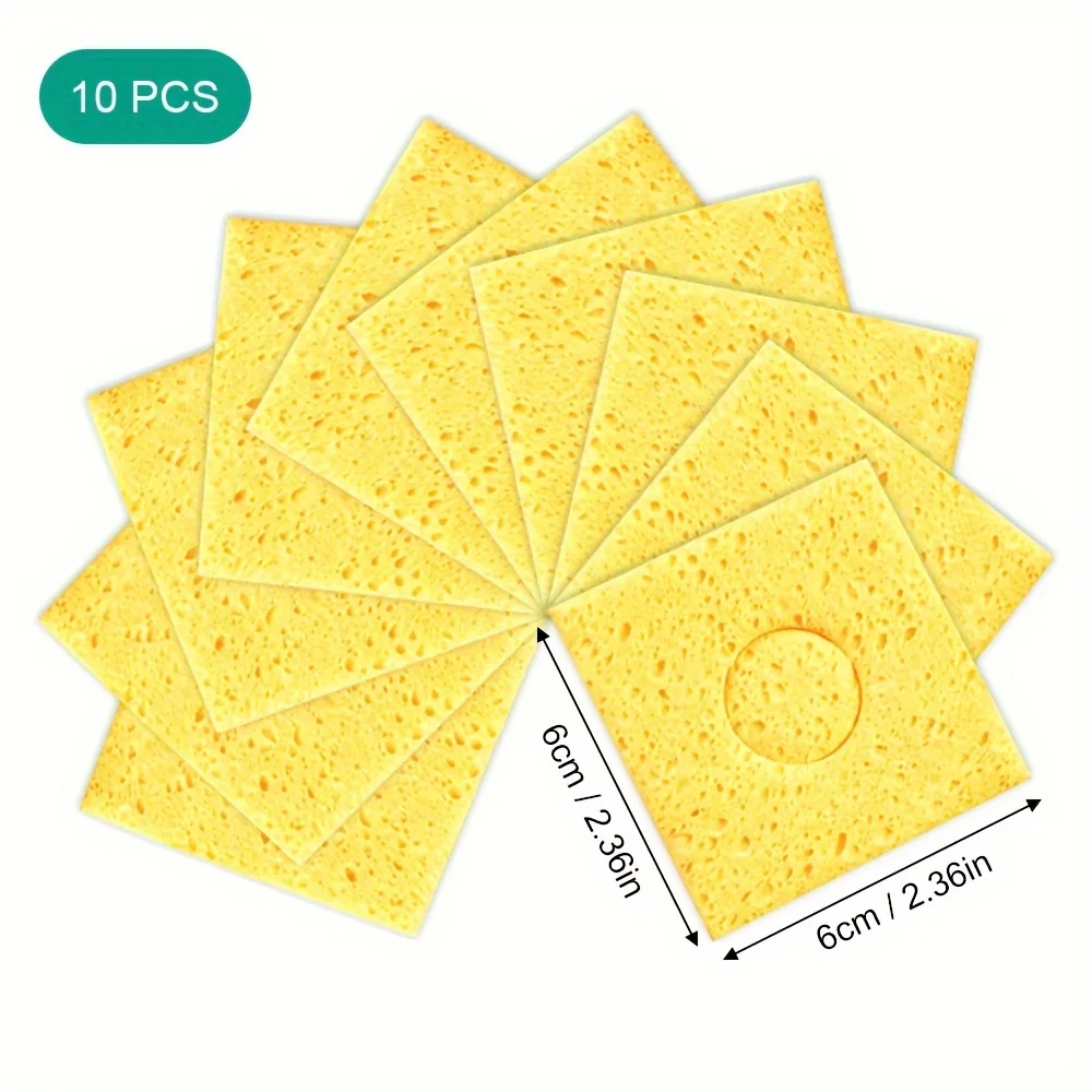 10Pcs 6x6cm Soldering Iron Cleaning Sponge, Anti-Scald Reusable Solder Tip Cleaner for Removing Tin Residue Electronics Welding view 6