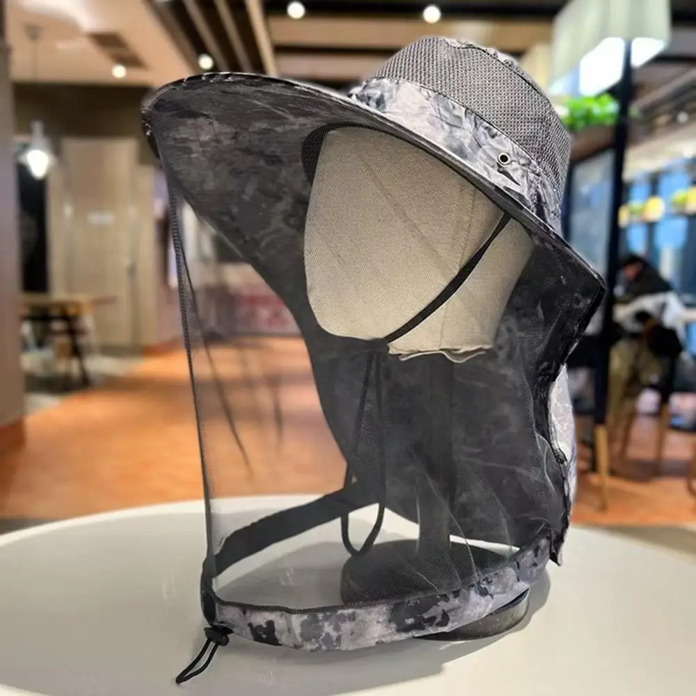 Upf 50 Sun Protection Hat Outdoor Hat with Removable Mosquito Mesh Shawl Wide Brim Uv Protection Climbing Hat Waterproof
