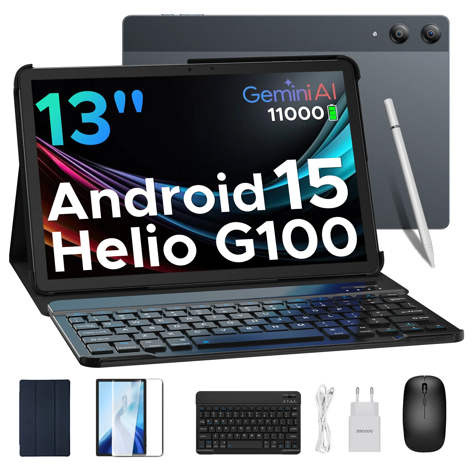 2-in-1 tablet PC DOOGEE Tab E3 Pro 13 inch Android 15 Gemini AI 32GB RAM (8 + 24) 256GB batterij mAh Helio G100
