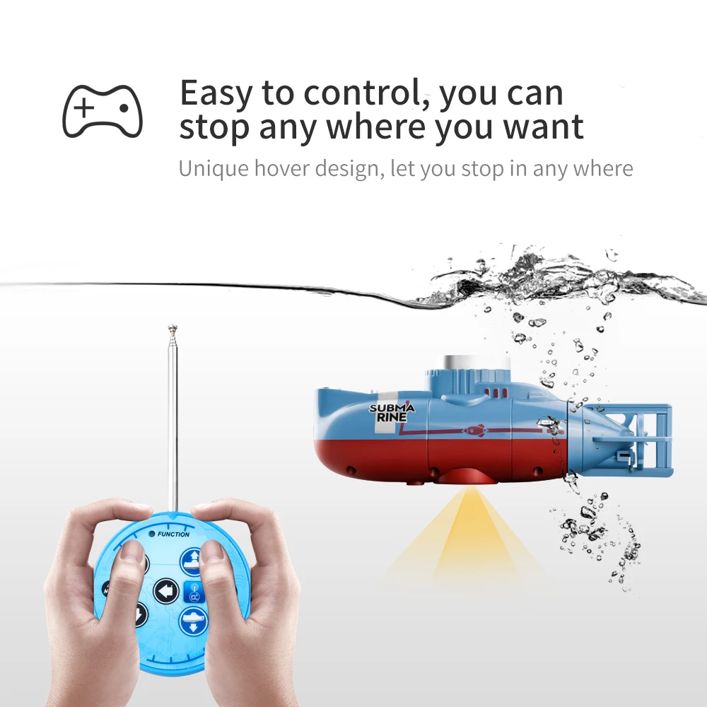 LSRC 6CH Mini RC Submarine With LED Light High Speed Waterproof Simulation Floating Model Electric Water Boat Gift Toys for boys