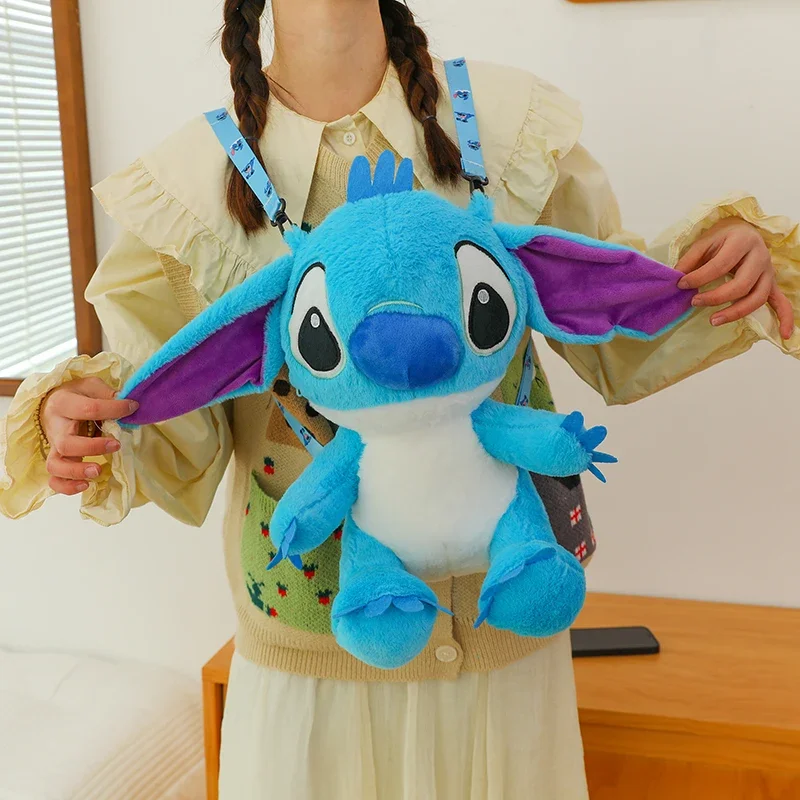 25/40cm New Disney Cartoon Plush Backpack Bag Kawaii Stitch Dolls Shoulder Bag Two Sizes Children's Schoolbag Kindergarten Gifts