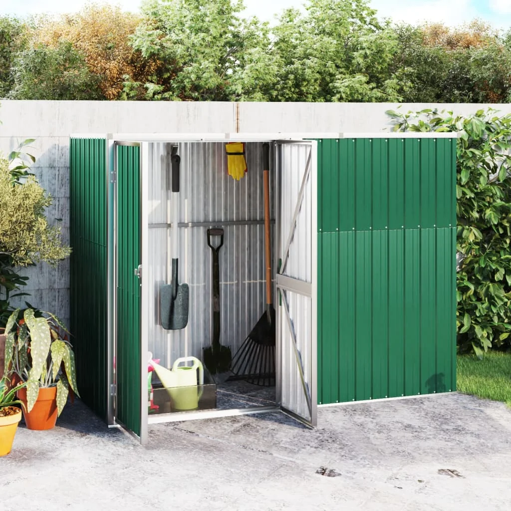 Green Garden tool shelter 225x89x161 cm galvaniseabri steel outdoor garden with metal floor frame, outdoor shelter, cabin