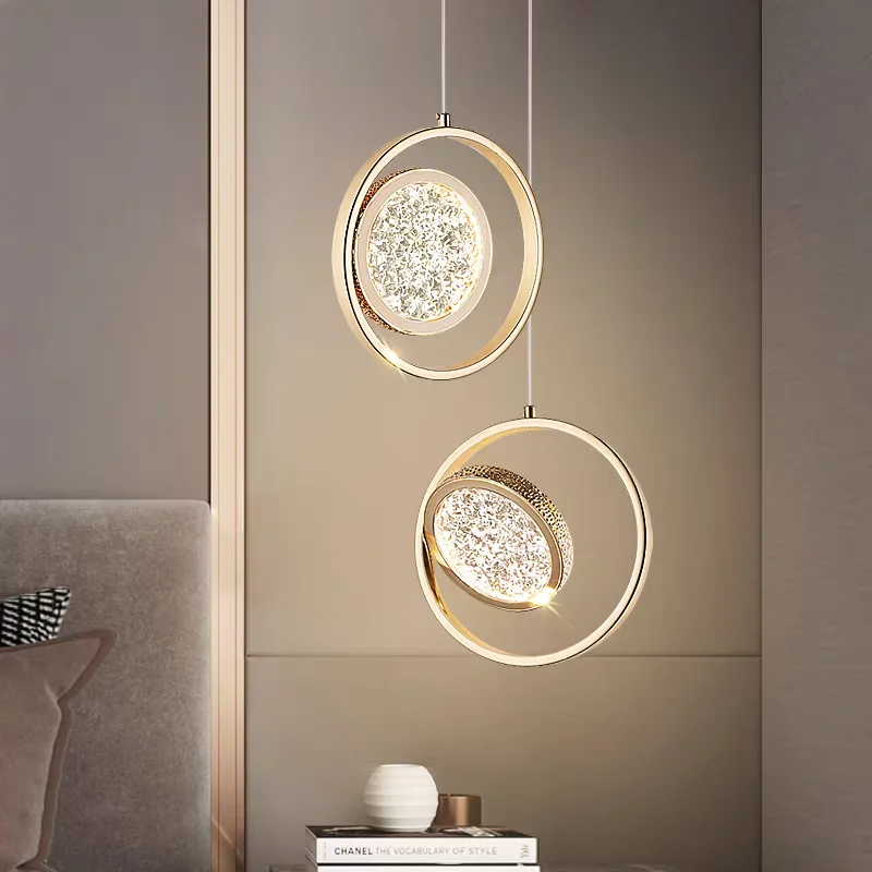 Lámpara Colgante de Arte de Lujo Ligero, Luces LED de Alta Gama para Dormitorio, Lámparas de Noche Creativas, Decoración para Entrada y Sala de Estar