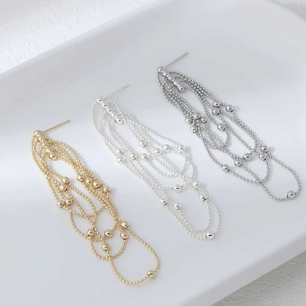 

2 шт., 14-каратное позолоченное латунь, 4-слойные серьги-гвоздики с кисточками, ювелирные изделия, принадлежности для самостоятельного изготовления, материал, аксессуары